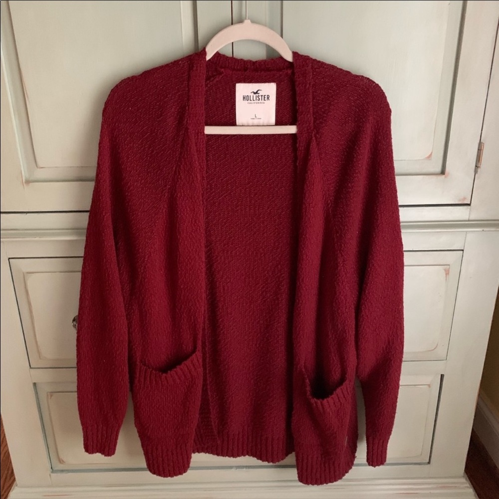 Hollister Maroon Cardigan Size Large